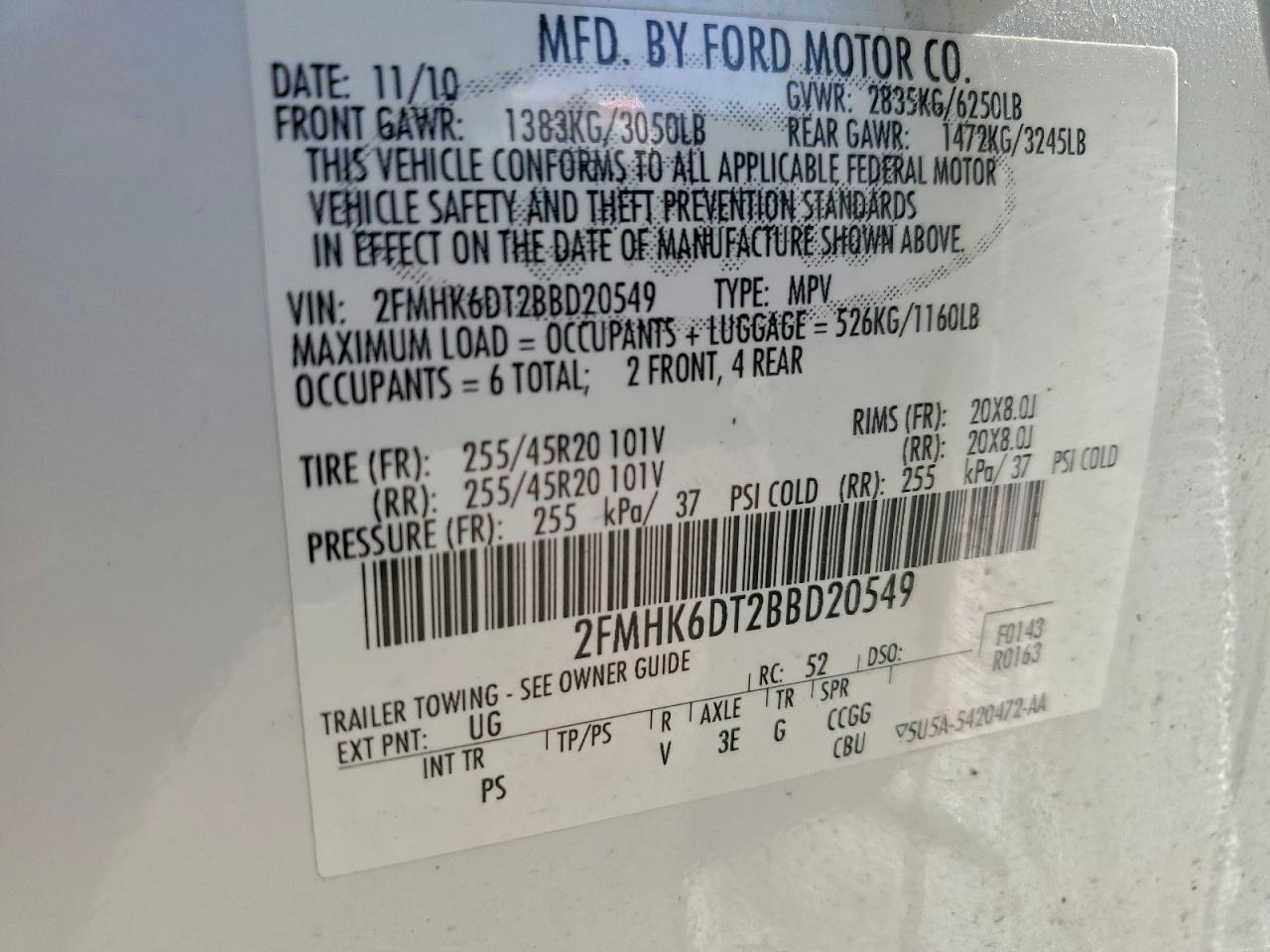 2011 FORD FLEX LIMITED photo 14