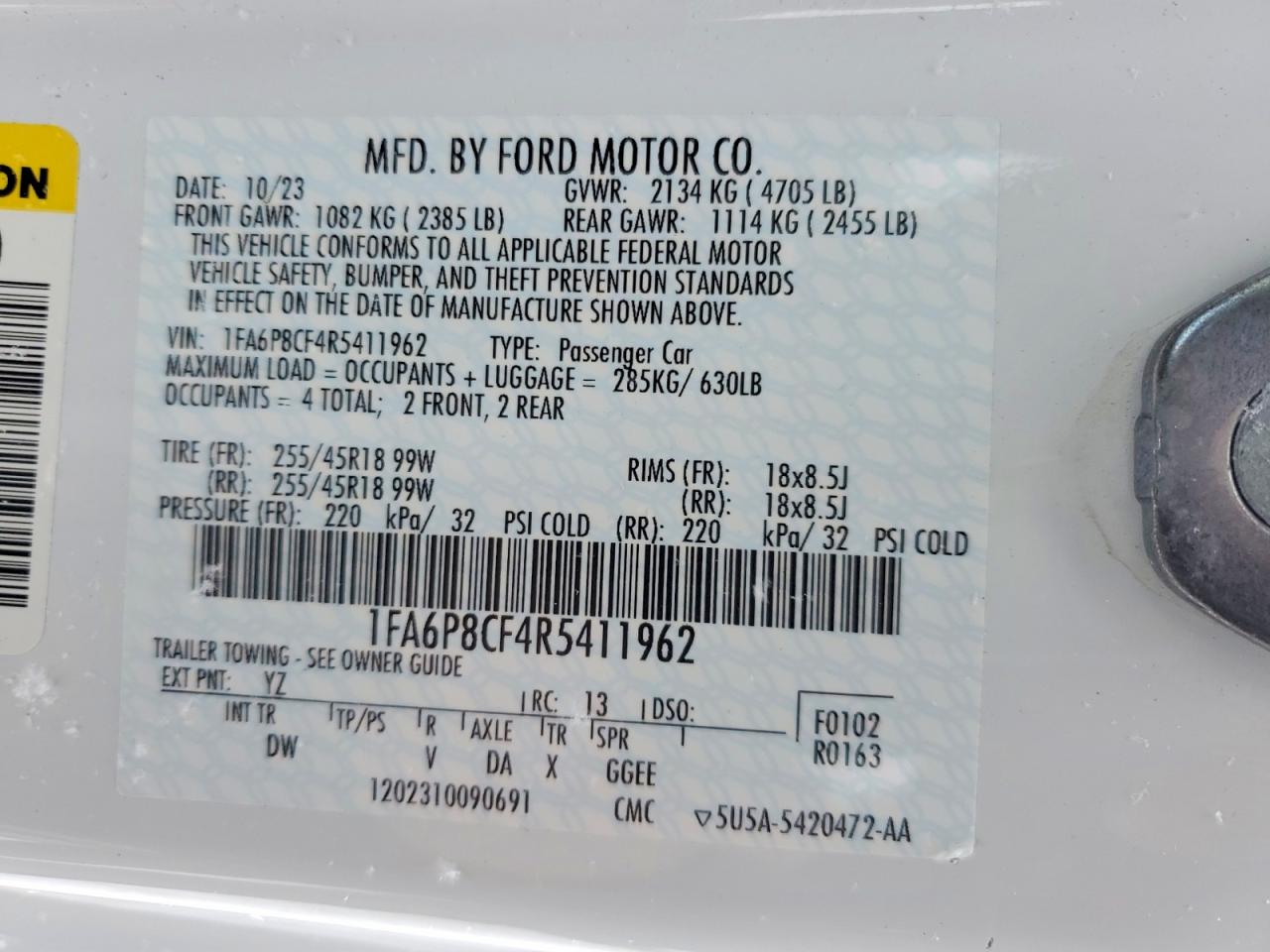 2024 FORD MUSTANG GT photo 12