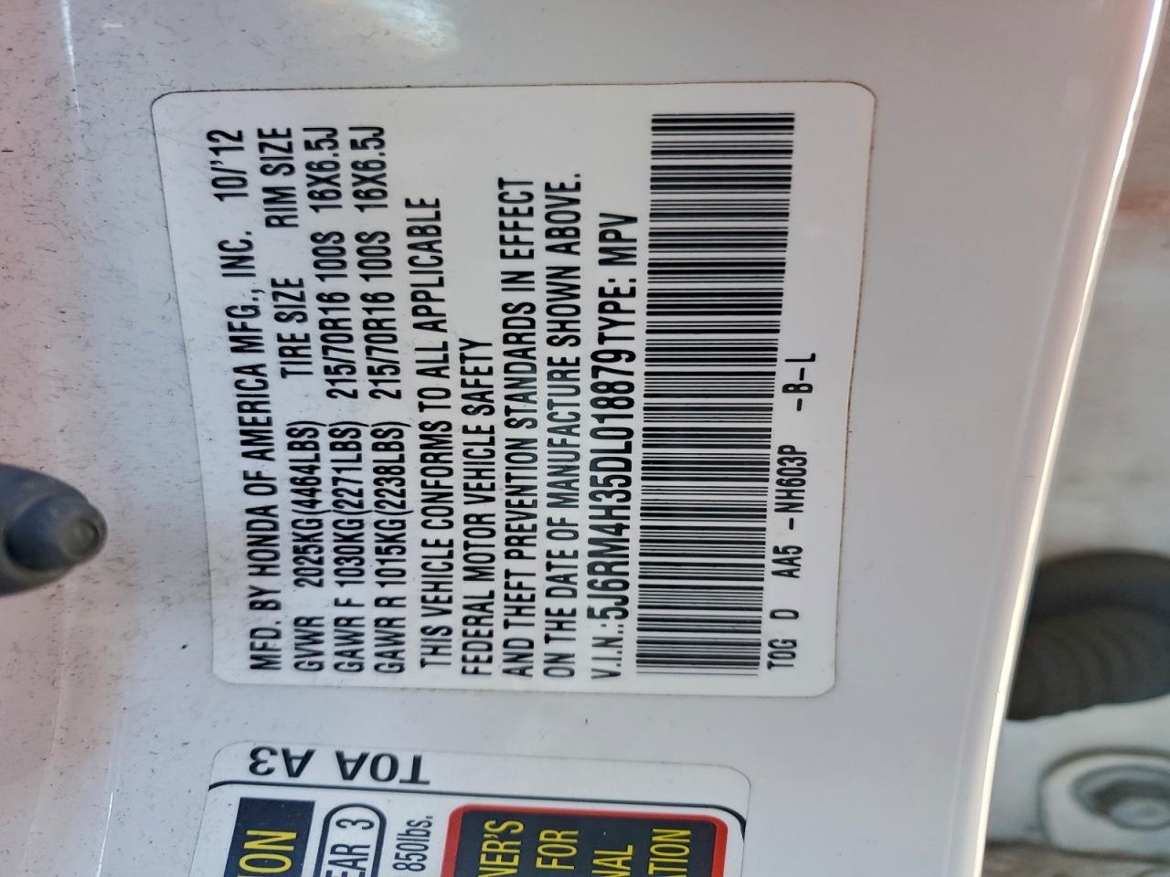 2013 HONDA CR-V LX photo 13
