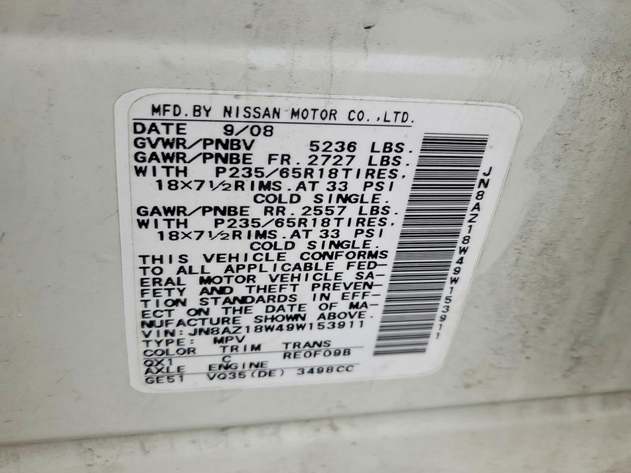 2009 NISSAN MURANO S photo 13