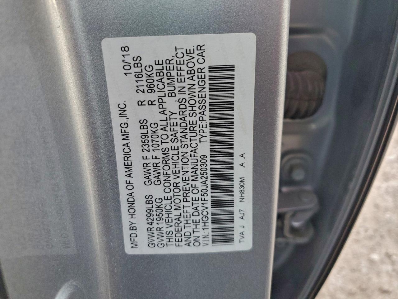 2018 HONDA ACCORD EXL photo 13