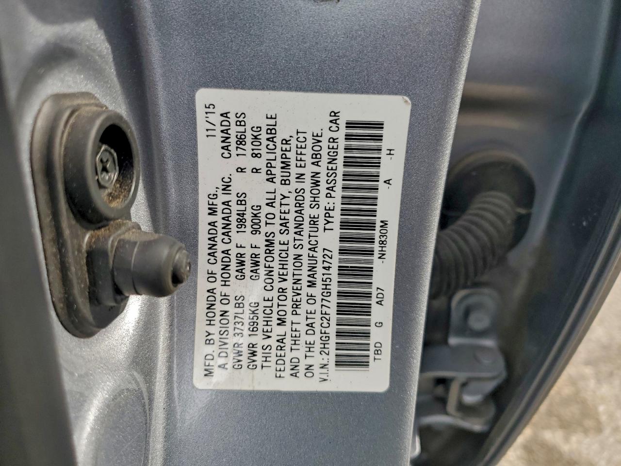 2016 HONDA CIVIC EX photo 12