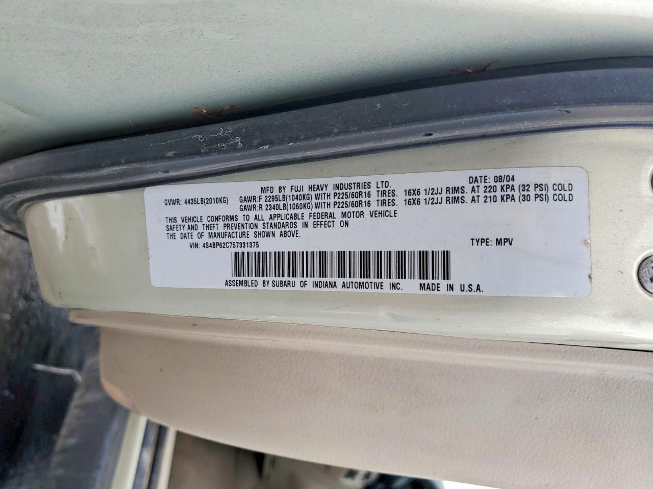 2005 SUBARU LEGACY OUTBACK 2.5I LIMITED photo 12