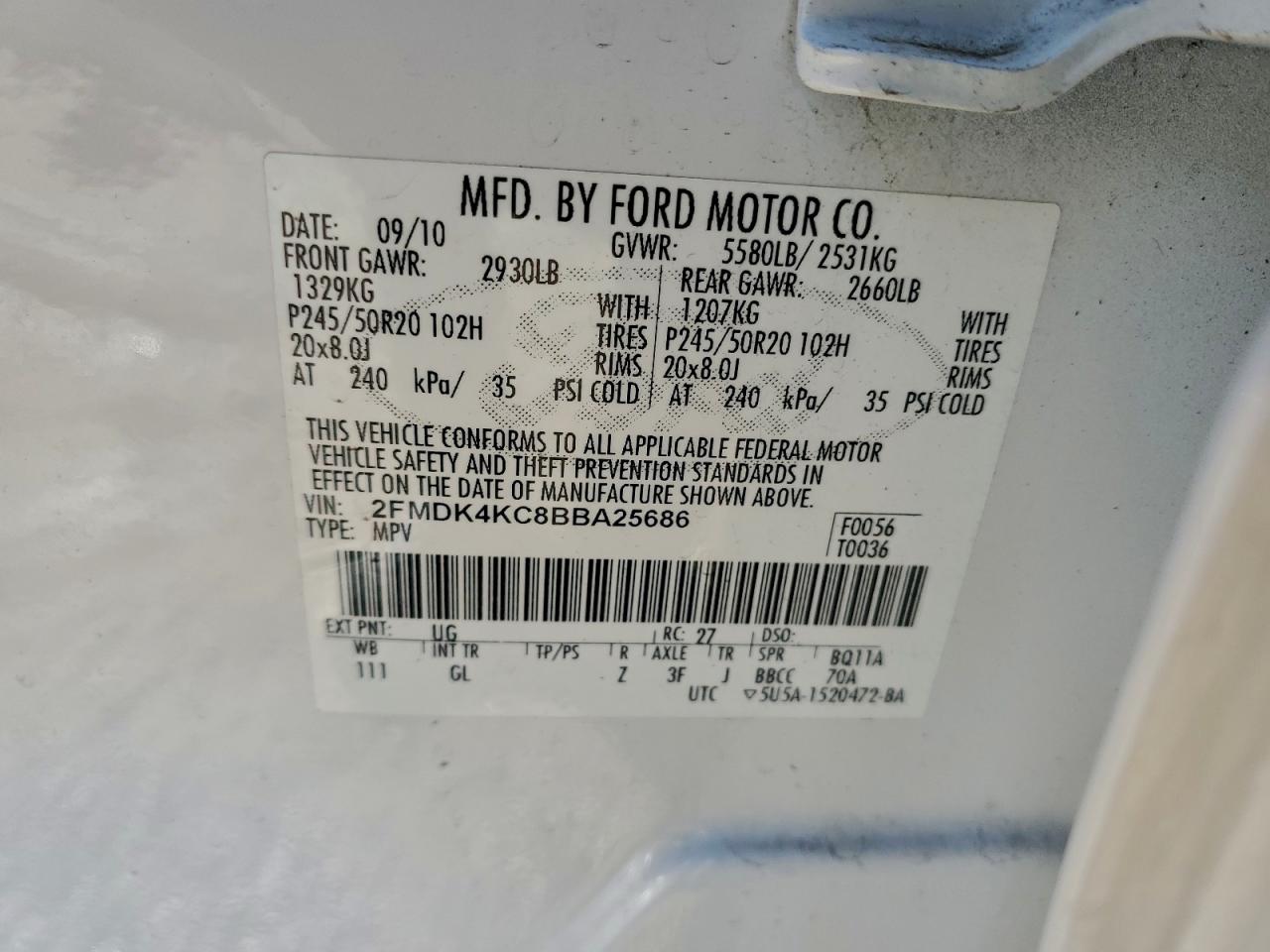 2011 FORD EDGE LIMITED photo 12