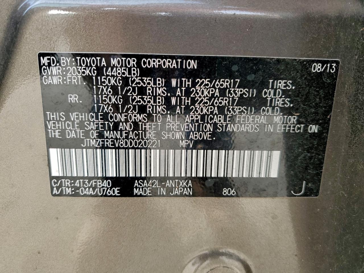 2013 TOYOTA RAV4 LE photo 25