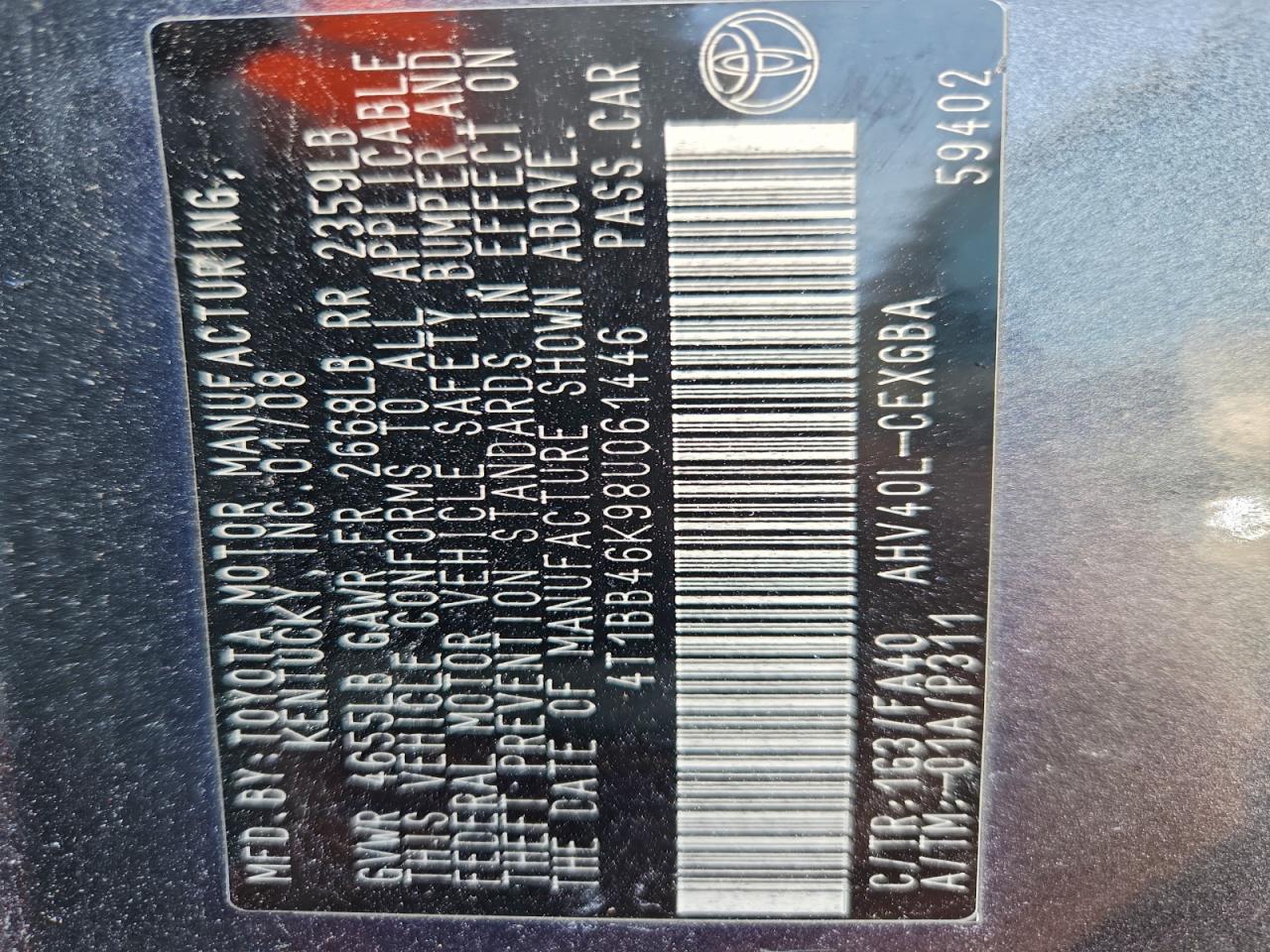 2008 TOYOTA CAMRY HYBRID photo 13