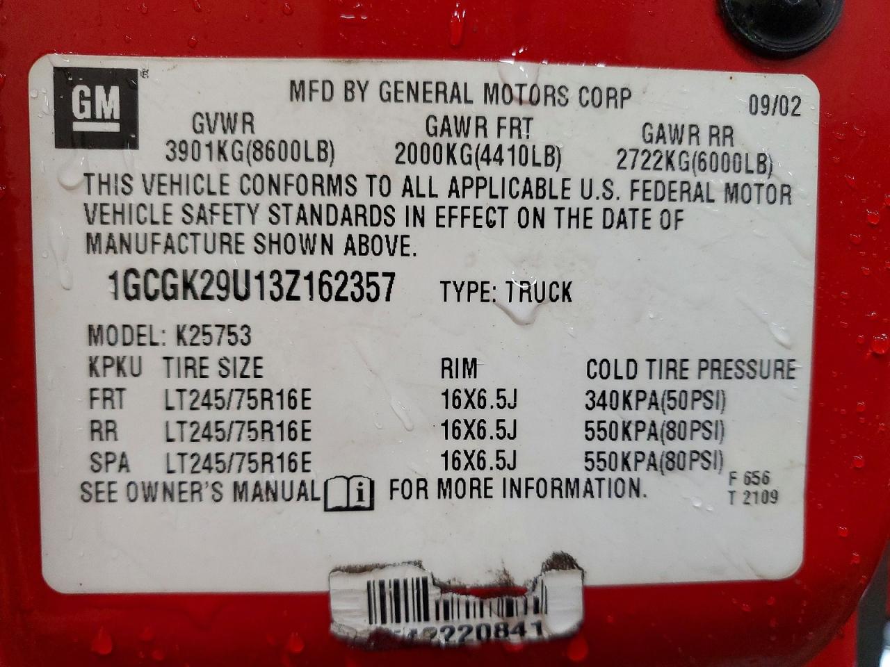 2003 CHEVROLET SILVERADO K2500 photo 12
