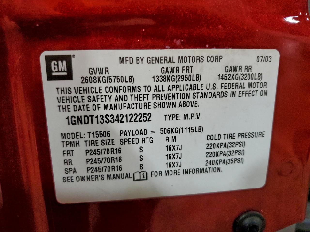 2004 CHEVROLET TRAILBLAZER LS photo 14