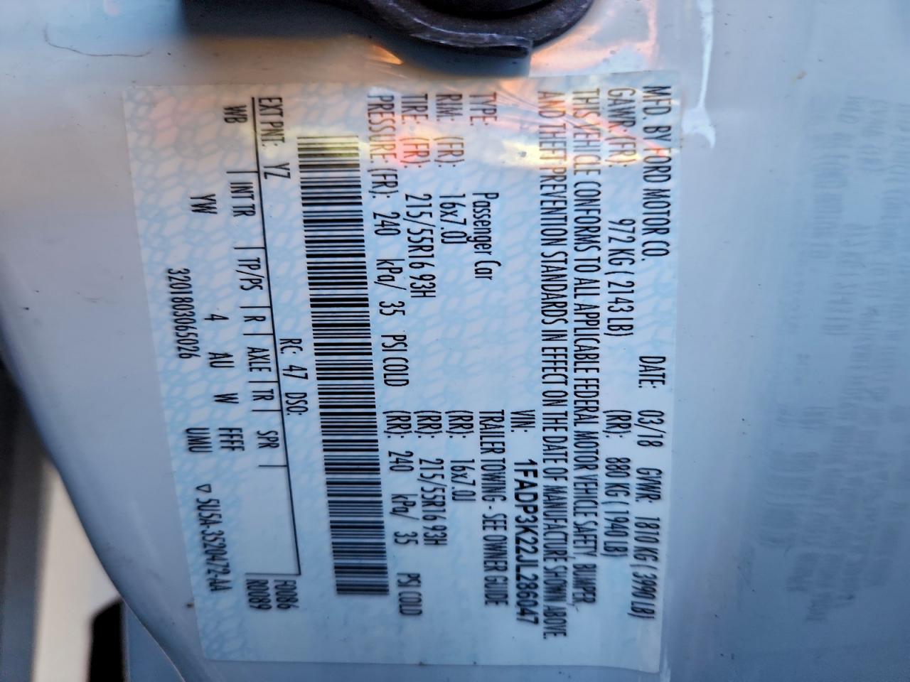 2018 FORD FOCUS SE photo 14