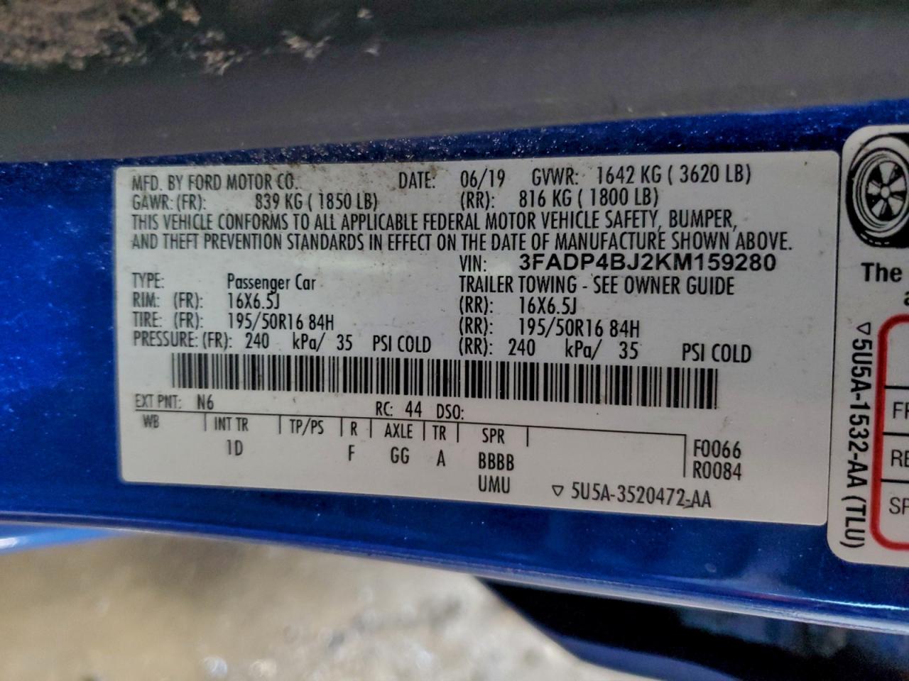 2019 FORD FIESTA SE photo 12