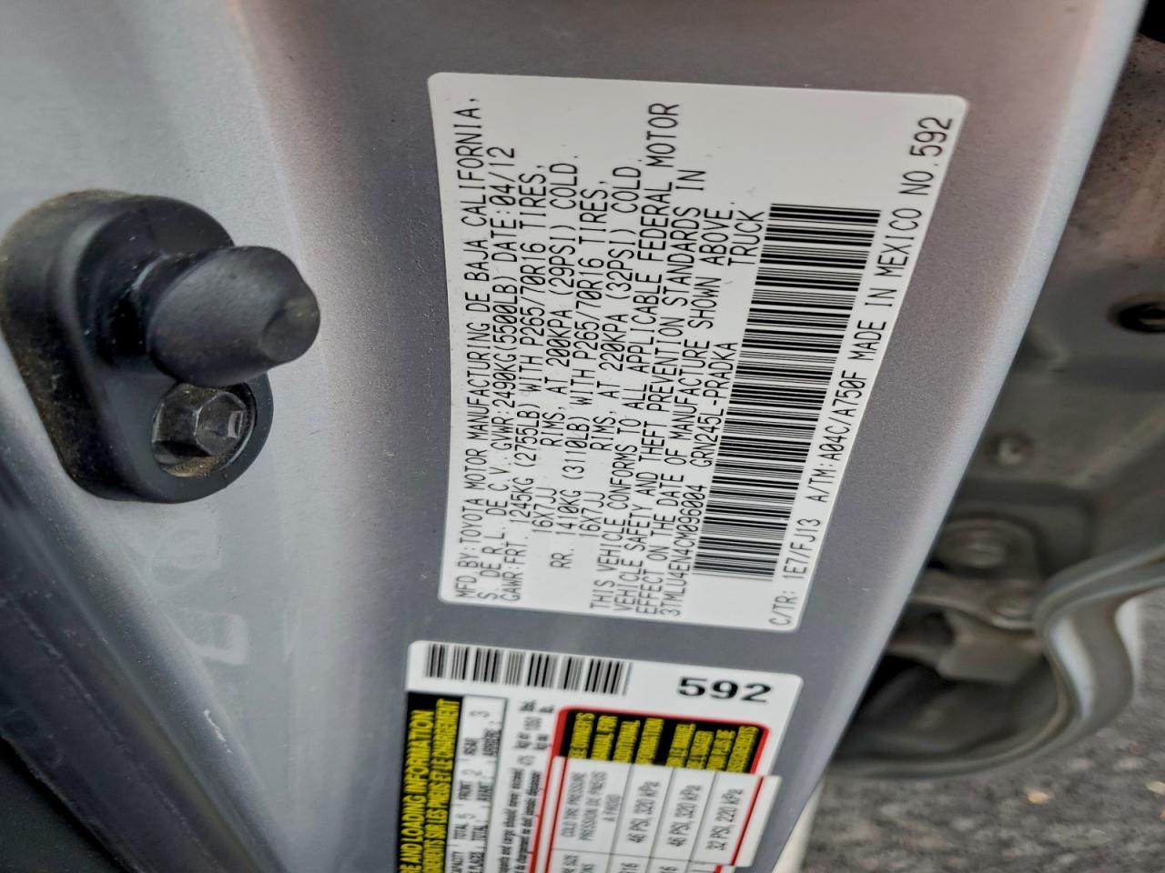 2012 TOYOTA TACOMA DOUBLE CAB photo 12