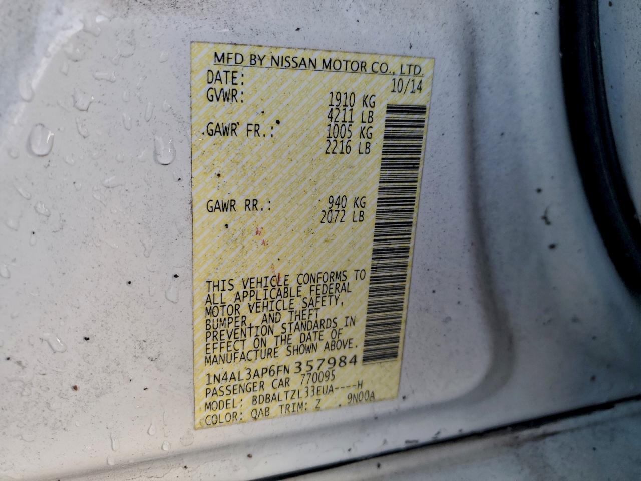 2015 NISSAN ALTIMA 2.5 SL photo 13