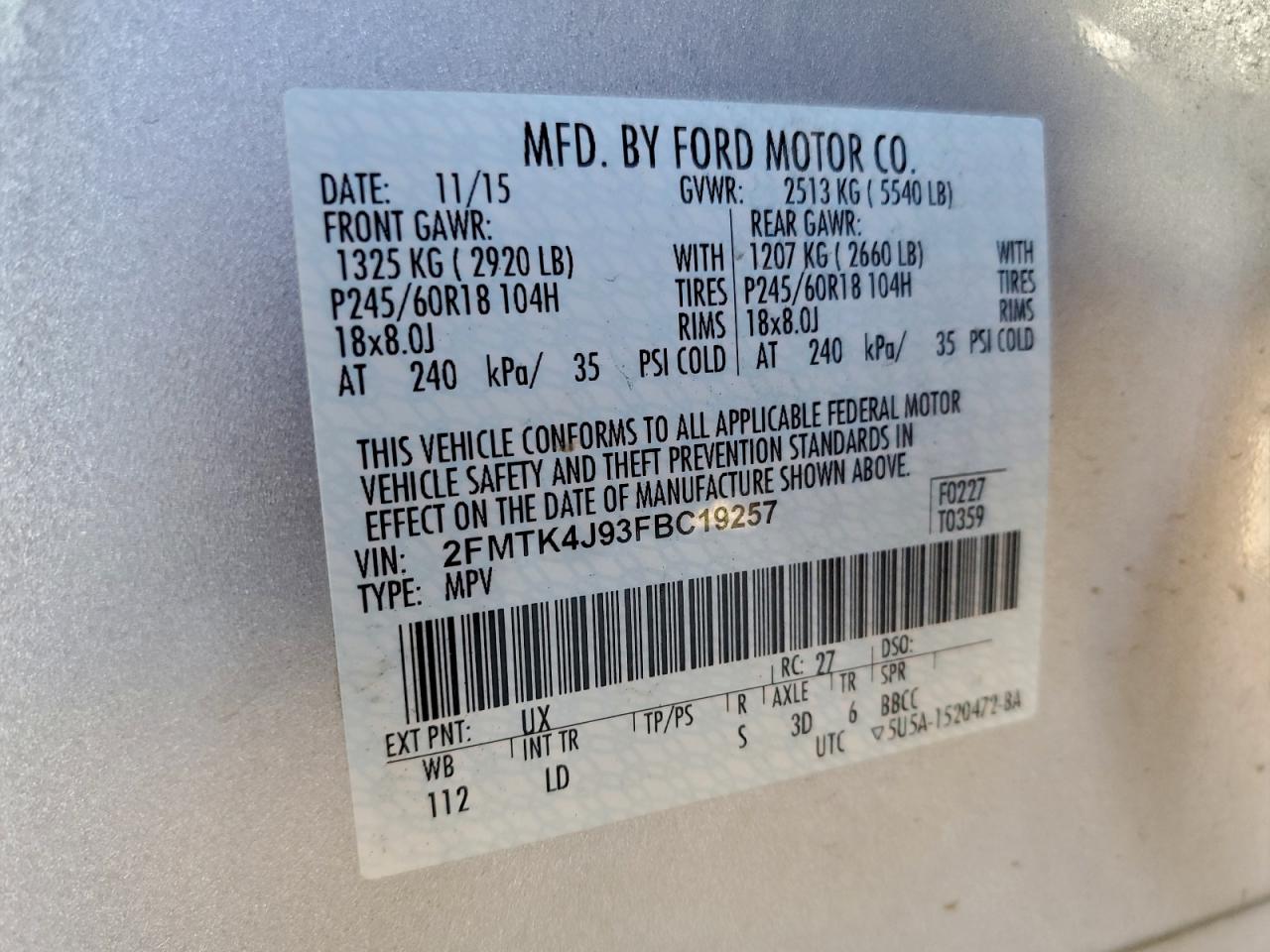 2015 FORD EDGE SEL photo 13