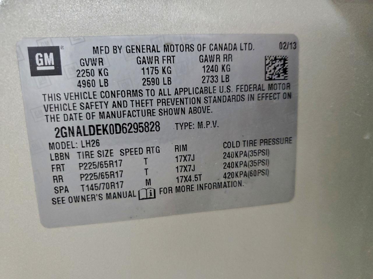 2013 CHEVROLET EQUINOX LT photo 12