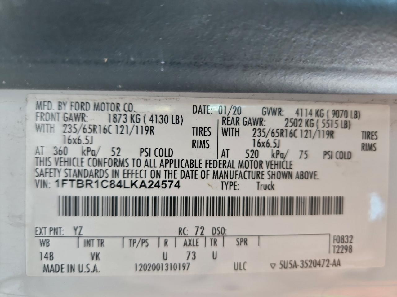 2020 FORD TRANSIT 250 DELIVERY VAN photo 13