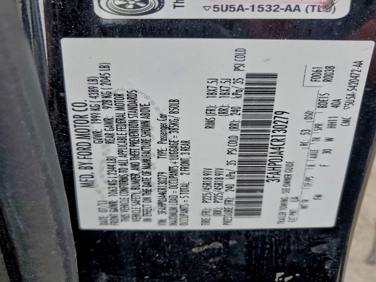 2012 FORD FUSION SEL photo 12