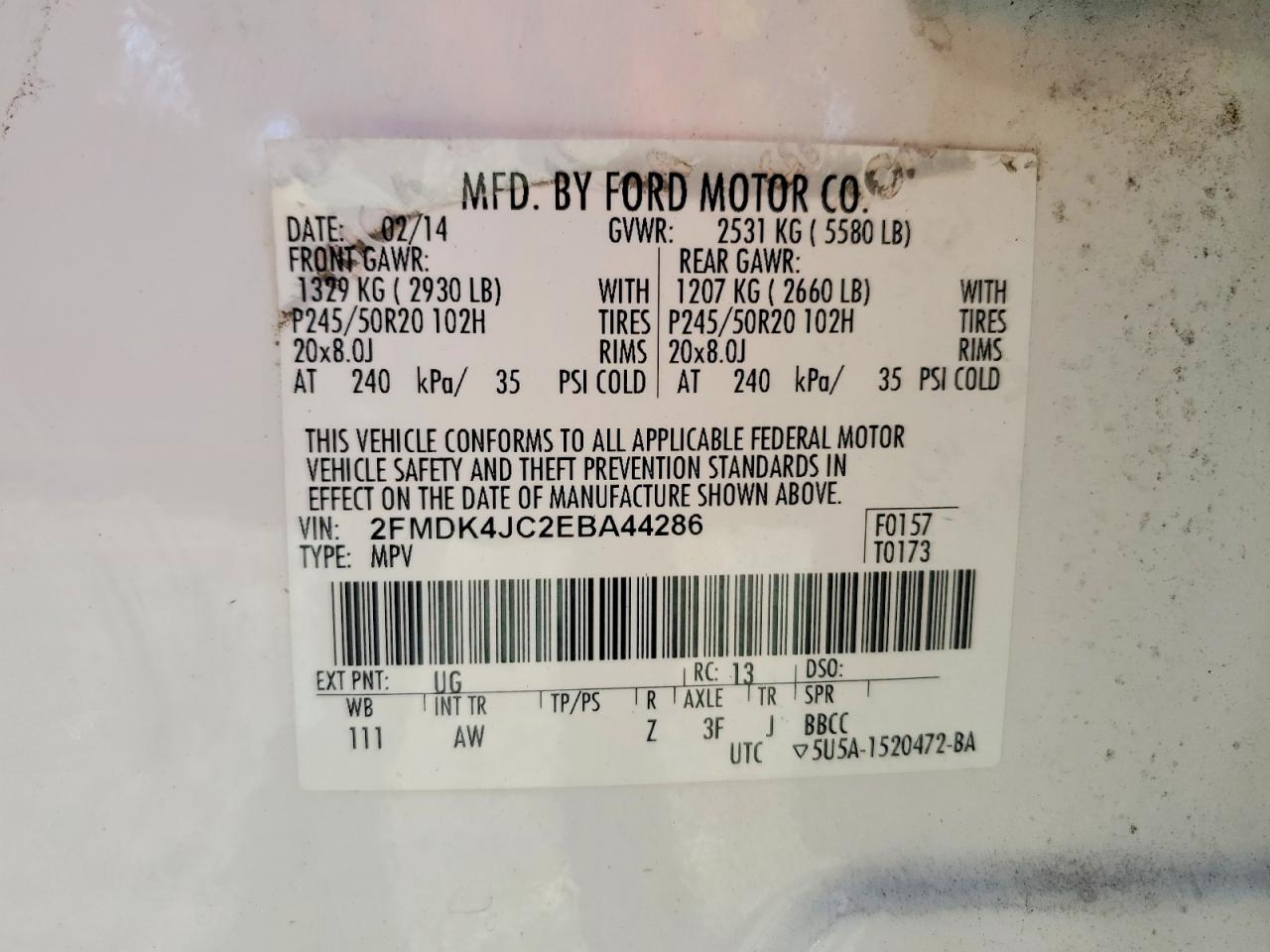 2014 FORD EDGE SEL photo 14