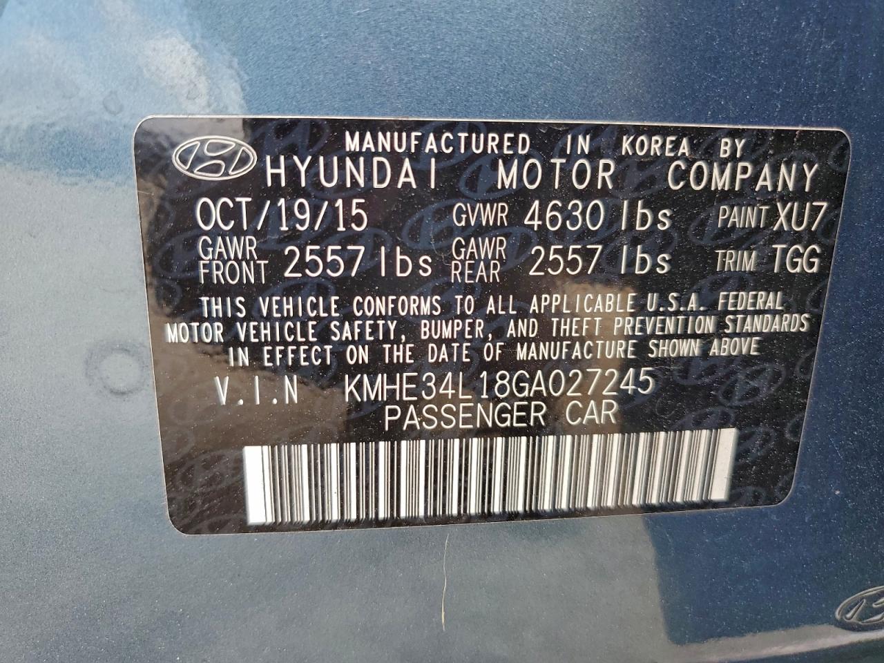 2016 HYUNDAI SONATA HYBRID photo 12