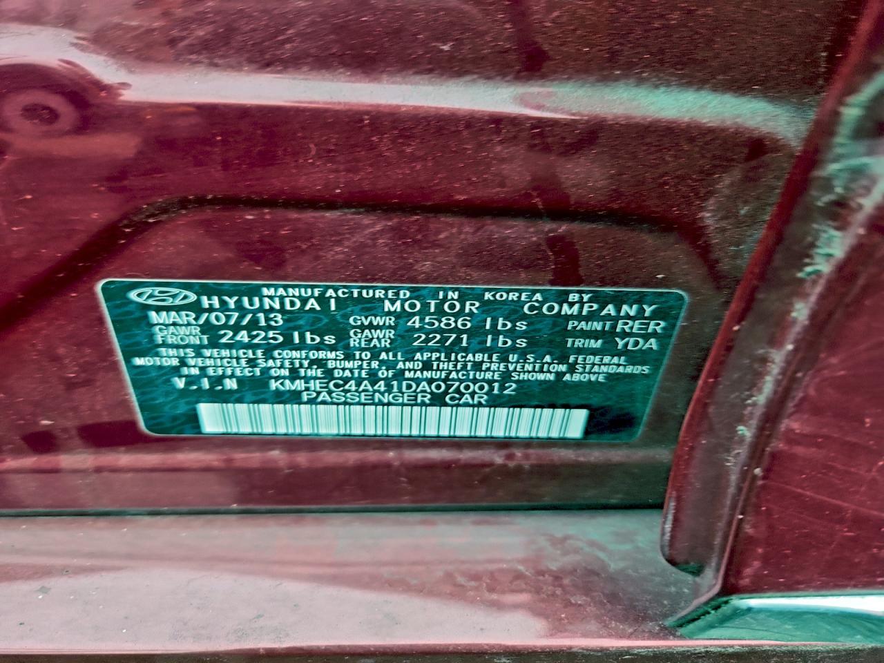 2013 HYUNDAI SONATA HYBRID photo 12