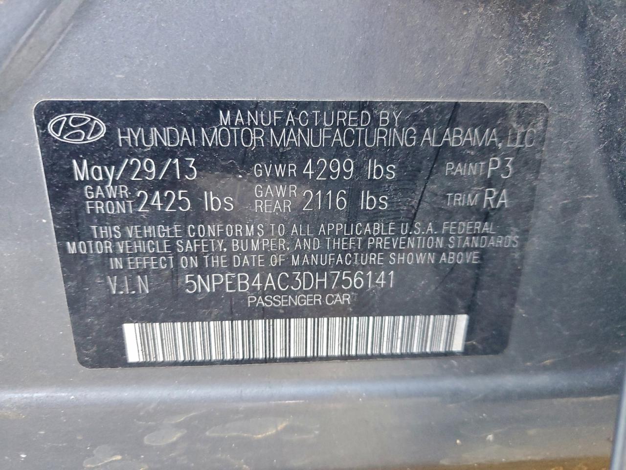 2013 HYUNDAI SONATA GLS photo 12