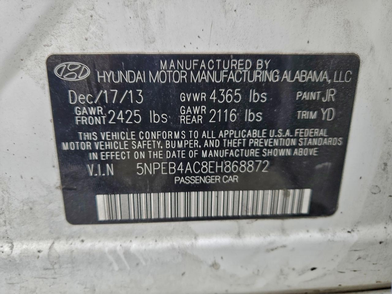 2014 HYUNDAI SONATA GLS photo 12