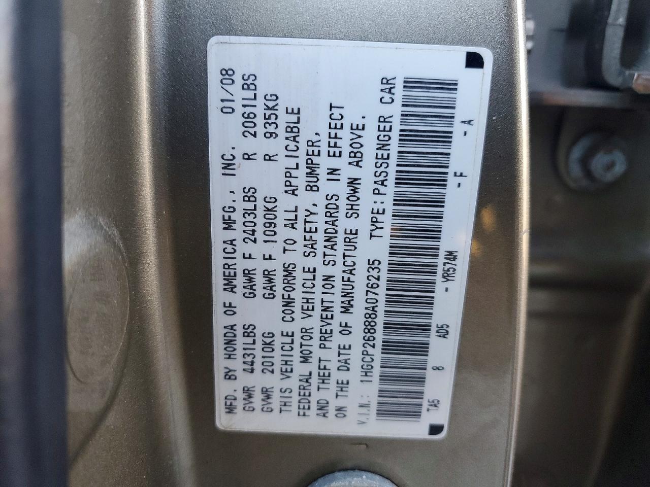 2008 HONDA ACCORD EXL photo 23