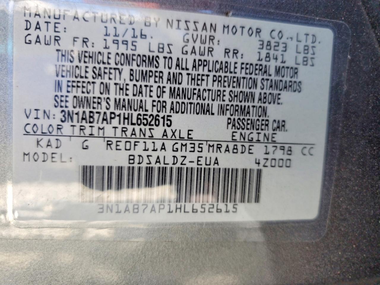 2017 NISSAN SENTRA S photo 12