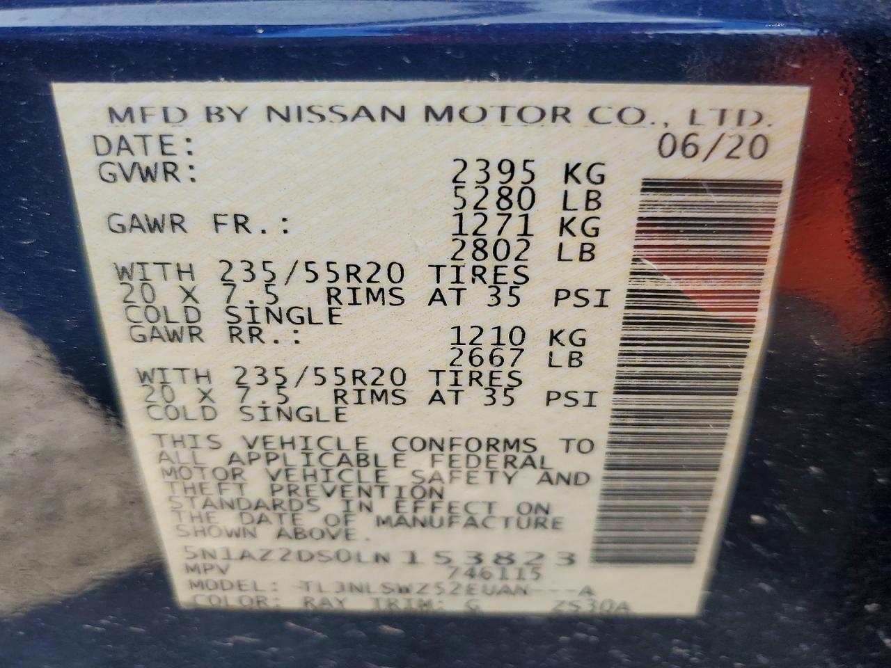 2020 NISSAN MURANO PLATINUM photo 14