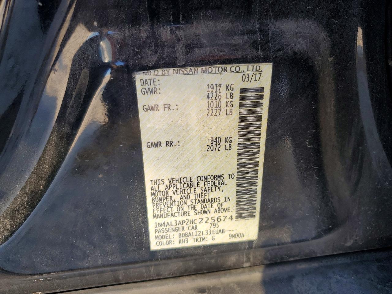 2017 NISSAN ALTIMA 2.5 photo 13