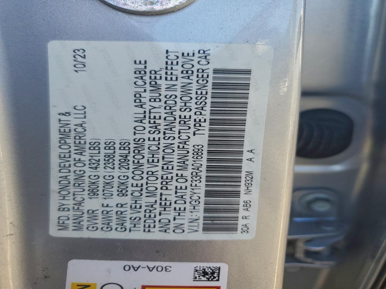 2024 HONDA ACCORD EX photo 12