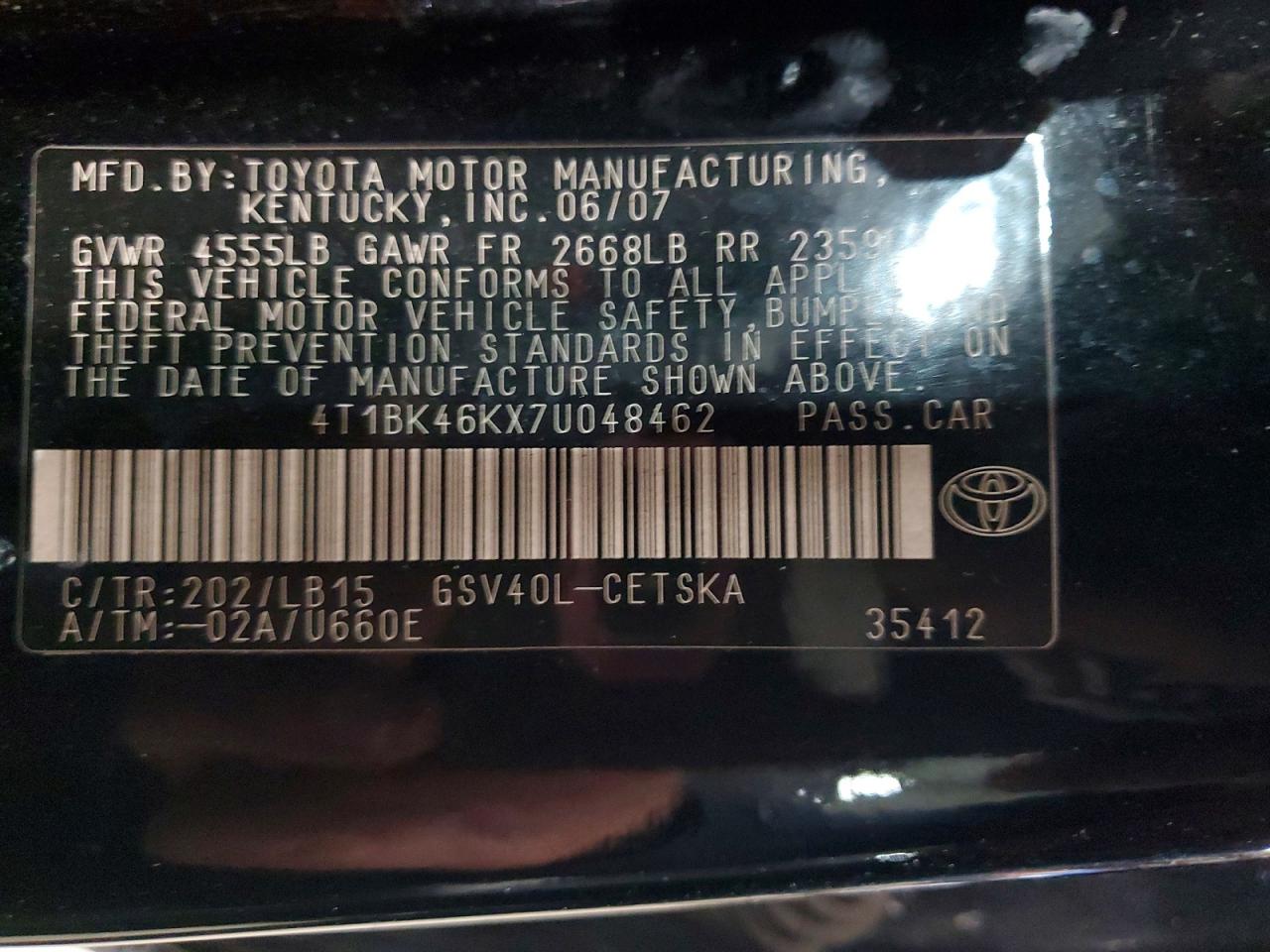 2007 TOYOTA CAMRY SE V6 photo 23