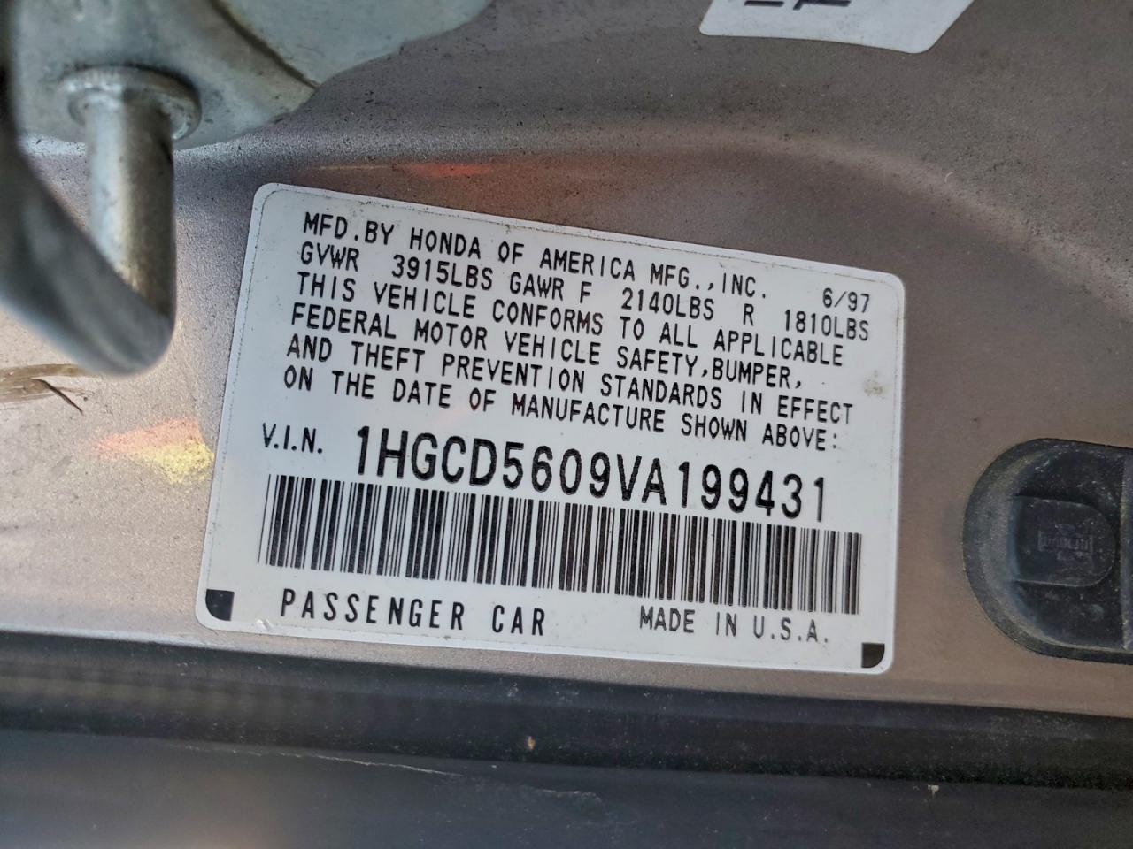 1997 HONDA ACCORD SE photo 12
