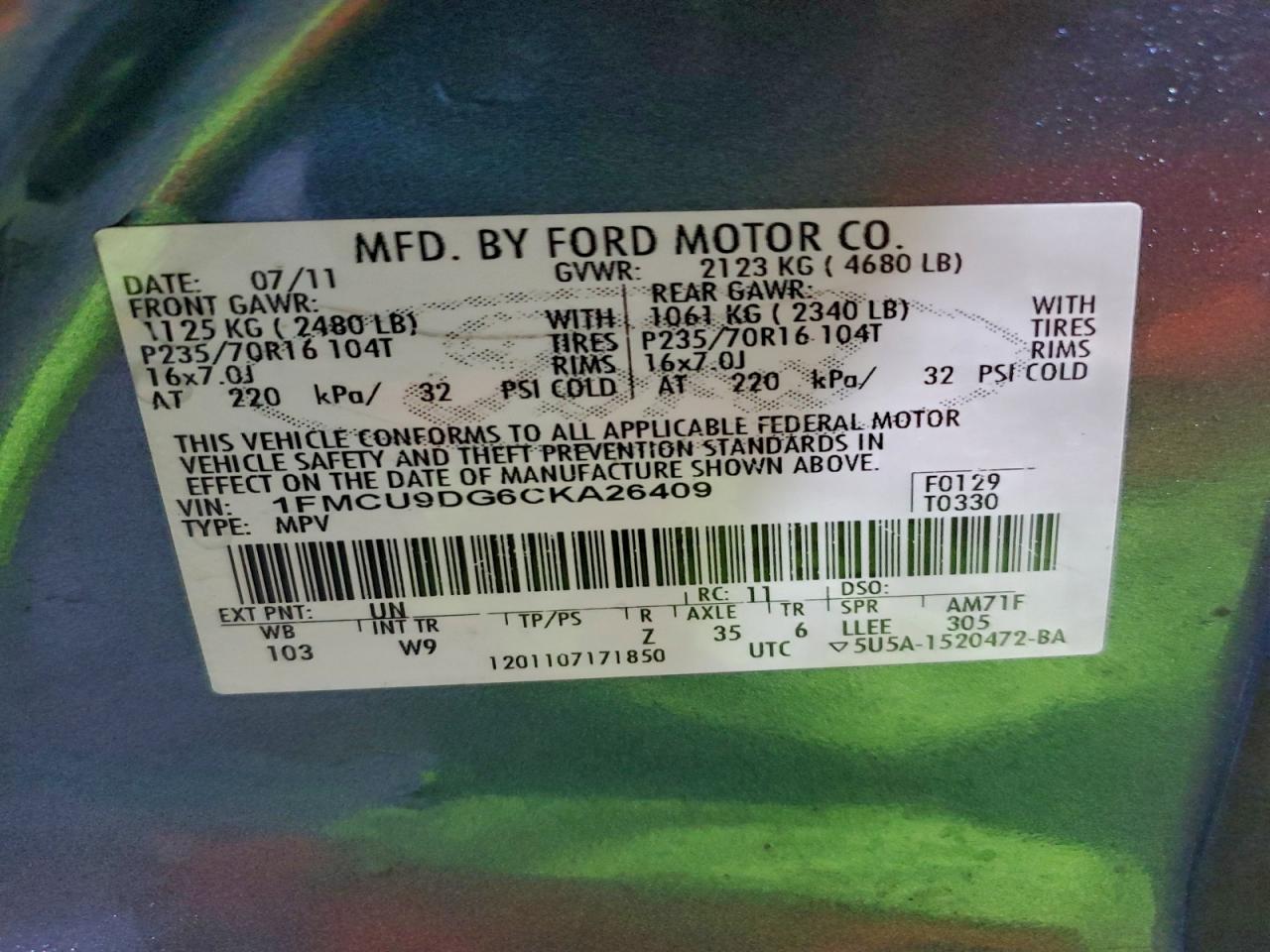 2012 FORD ESCAPE XLT photo 25