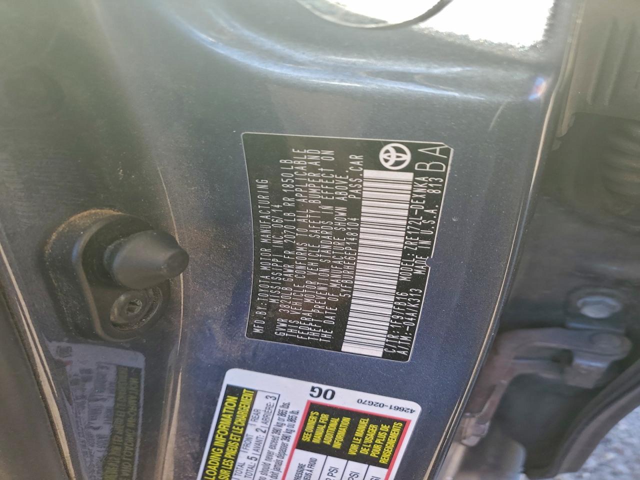 2014 TOYOTA COROLLA photo 12
