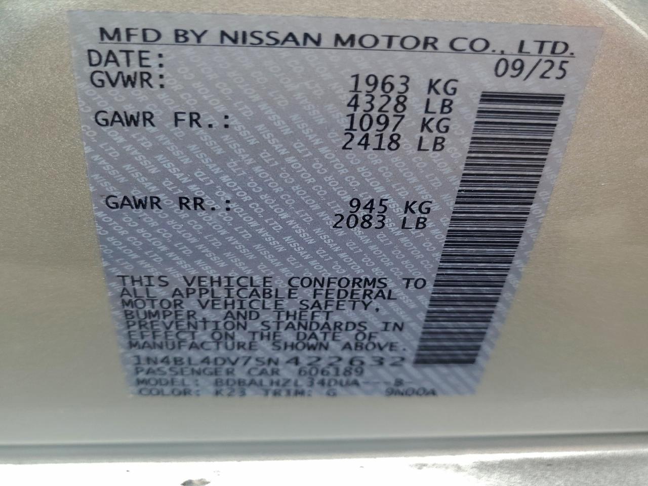 2025 NISSAN ALTIMA SV photo 13