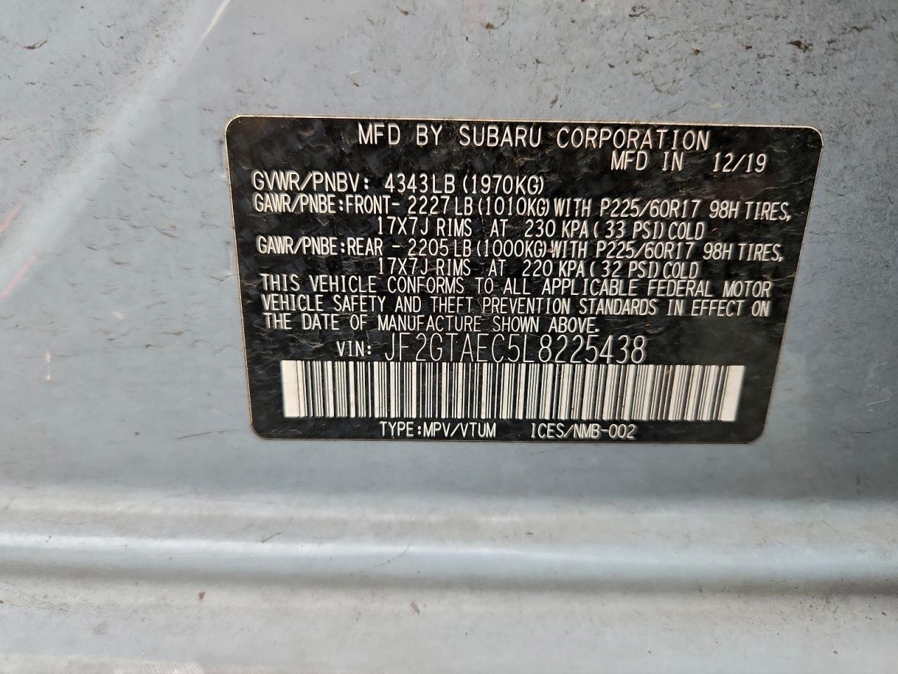 2020 SUBARU CROSSTREK PREMIUM photo 13