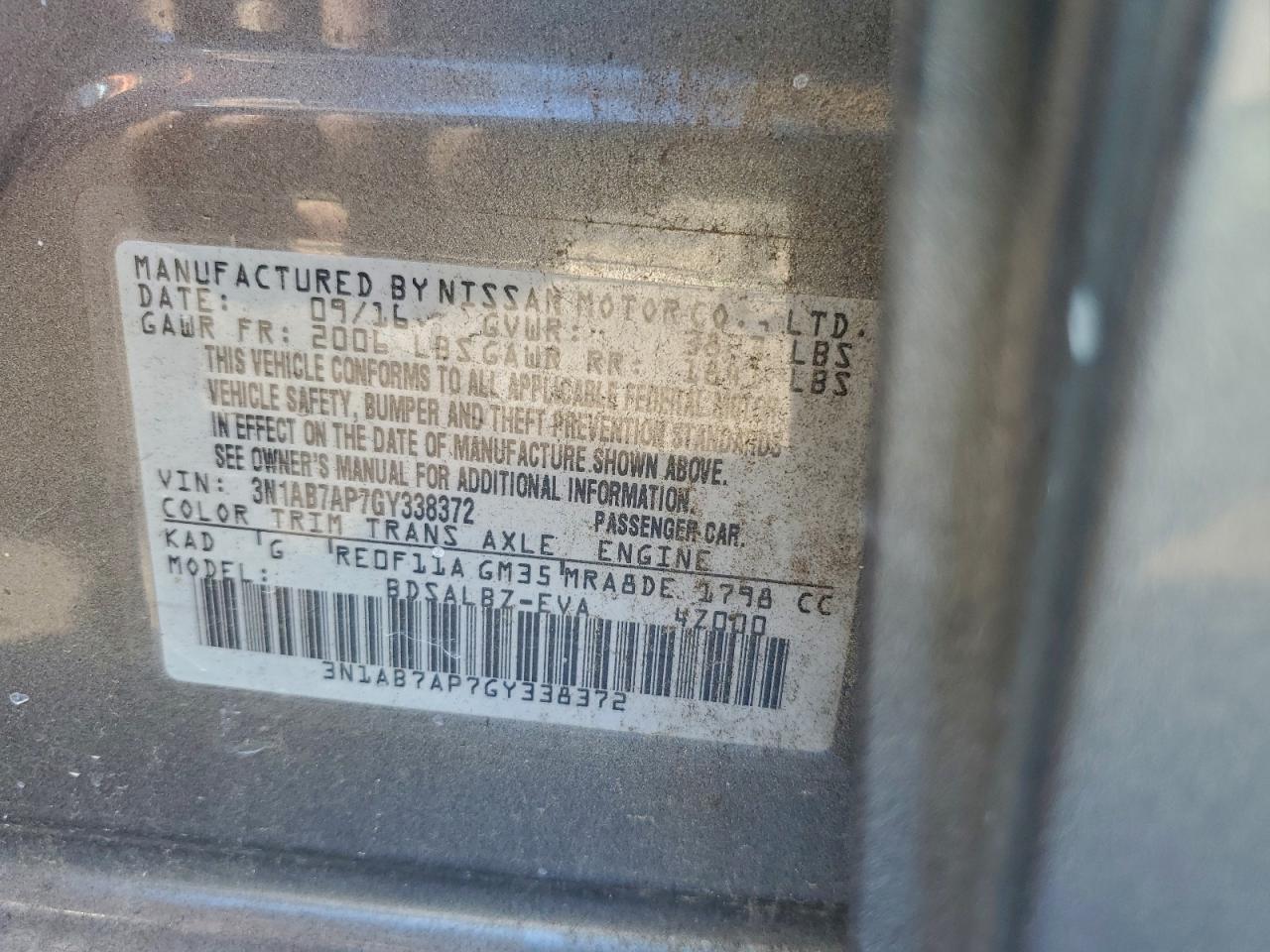 2016 NISSAN SENTRA S photo 12
