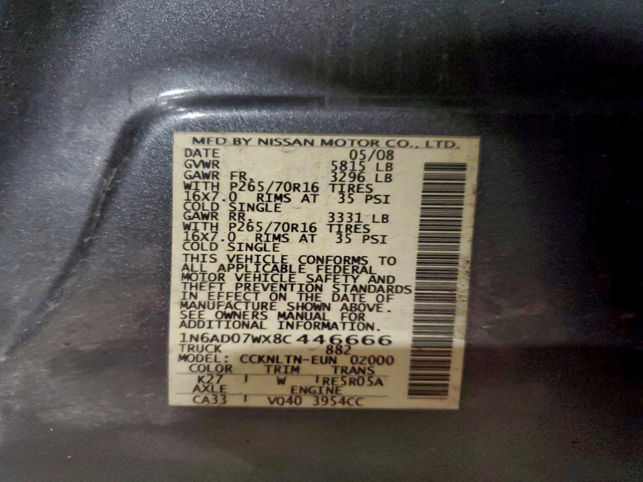 2008 NISSAN FRONTIER CREW CAB LE photo 12