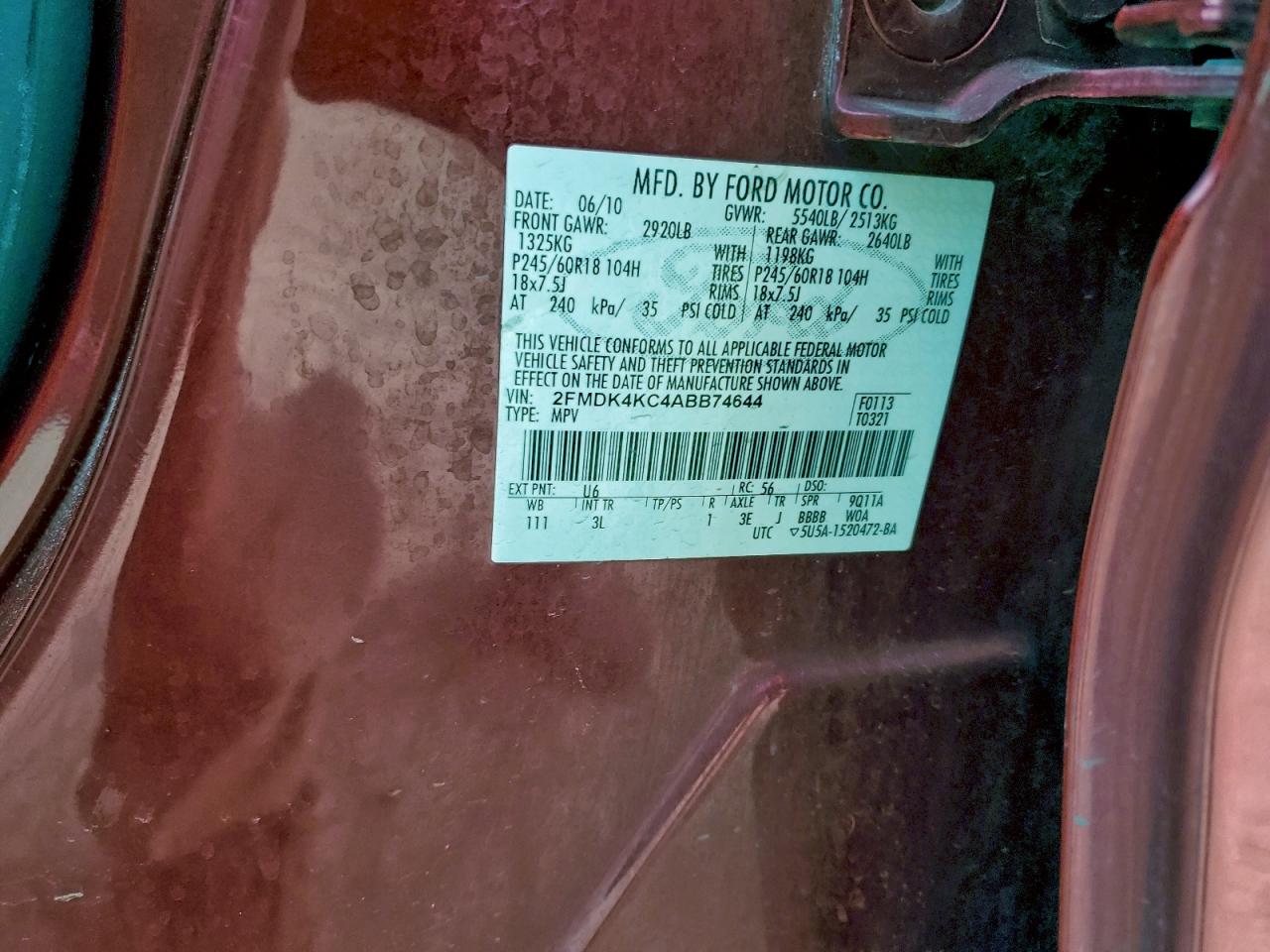 2010 FORD EDGE LIMITED photo 13