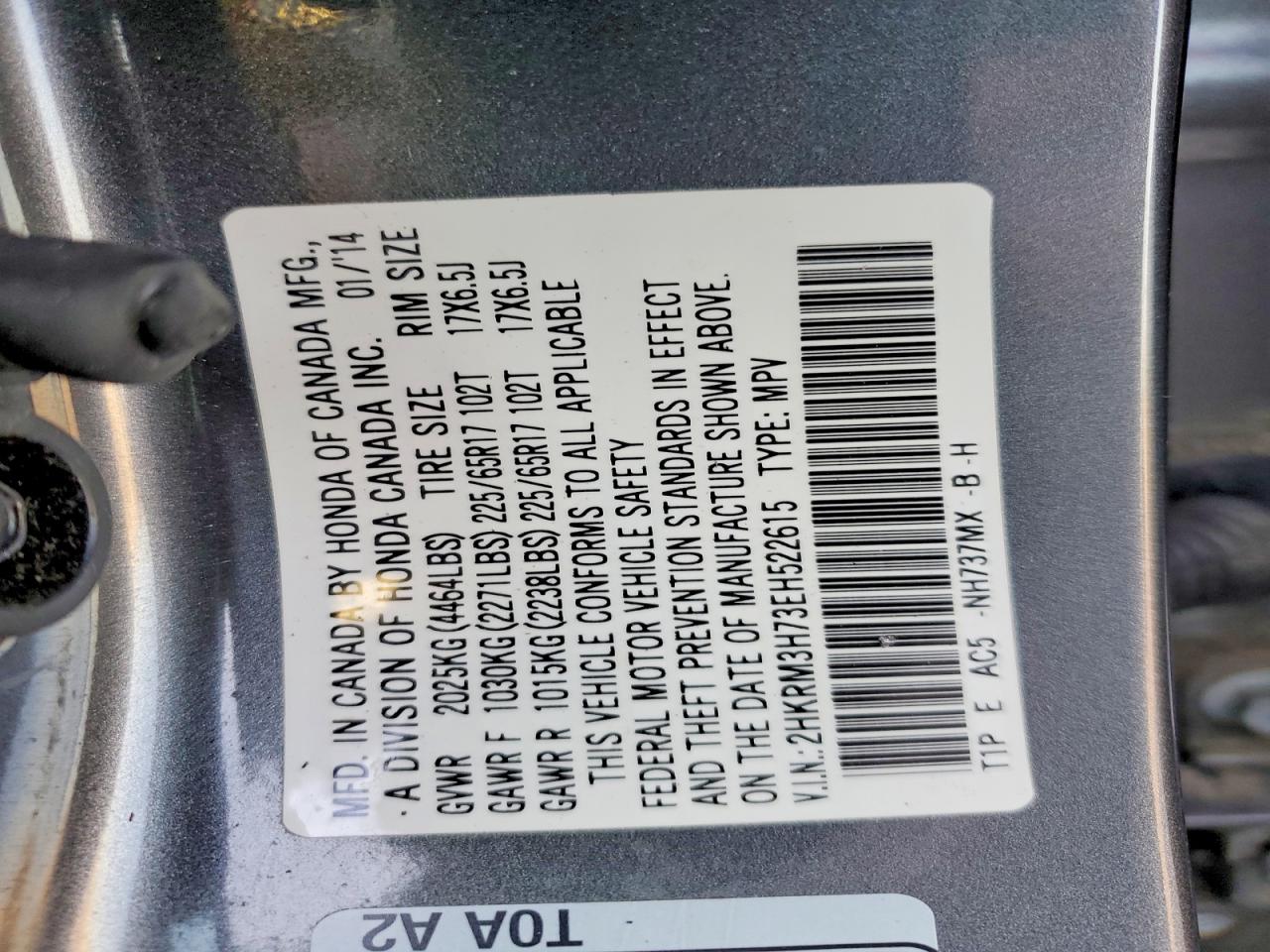 2014 HONDA CR-V EXL photo 13