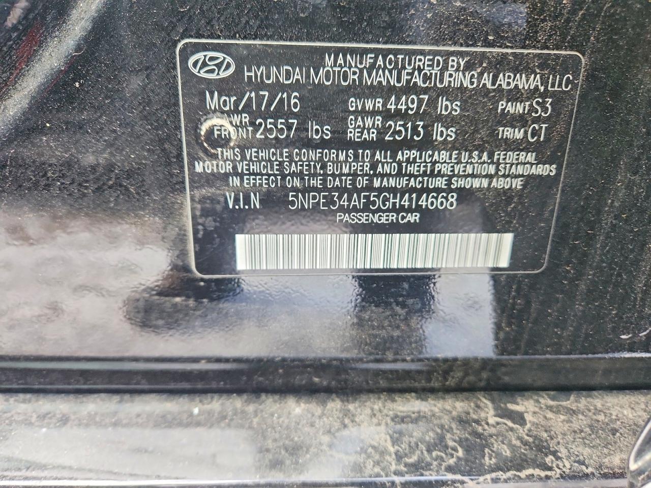 2016 HYUNDAI SONATA SPORT photo 12