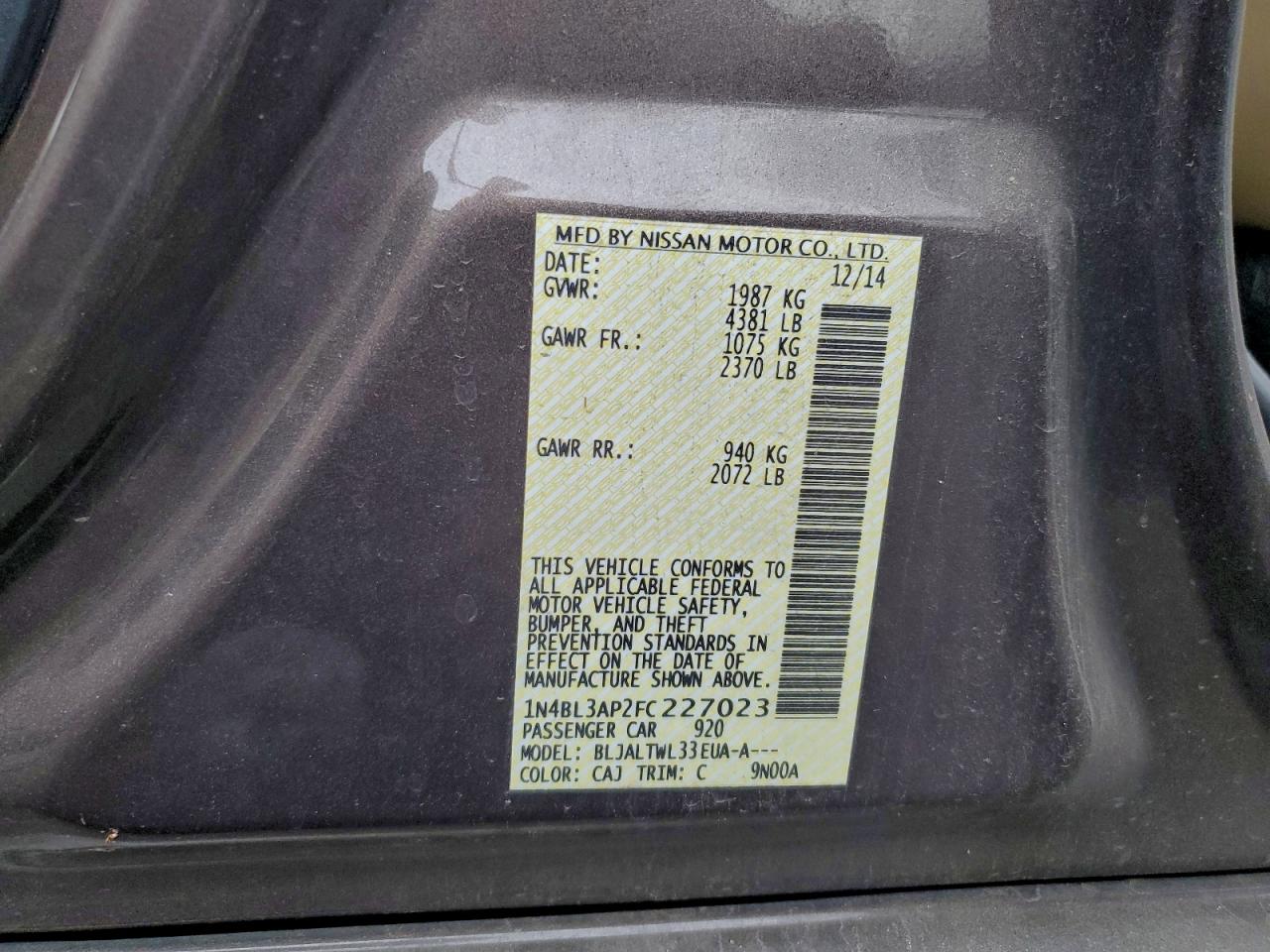 2015 NISSAN ALTIMA 3.5S photo 12