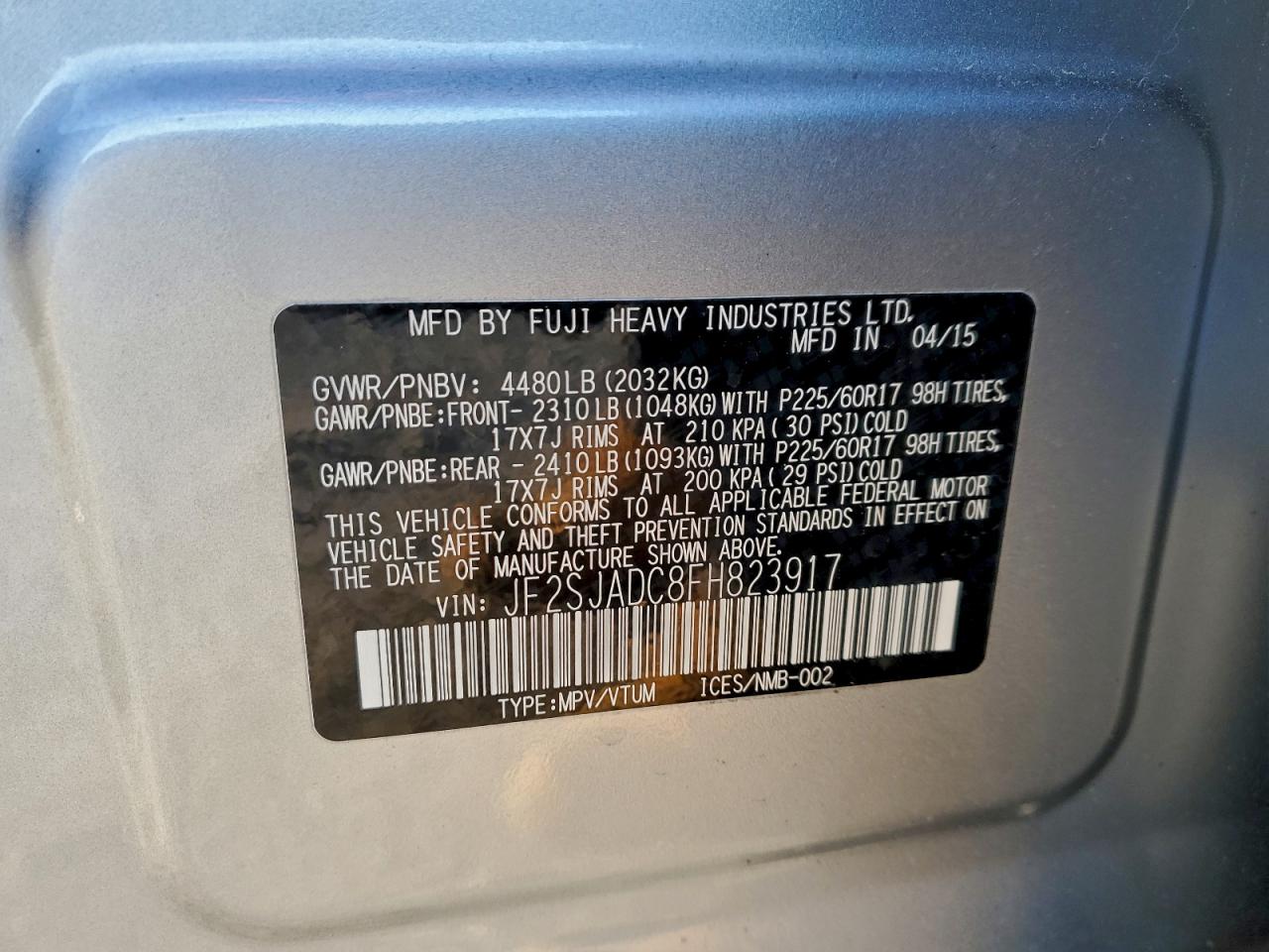 2015 SUBARU FORESTER 2.5I PREMIUM photo 13