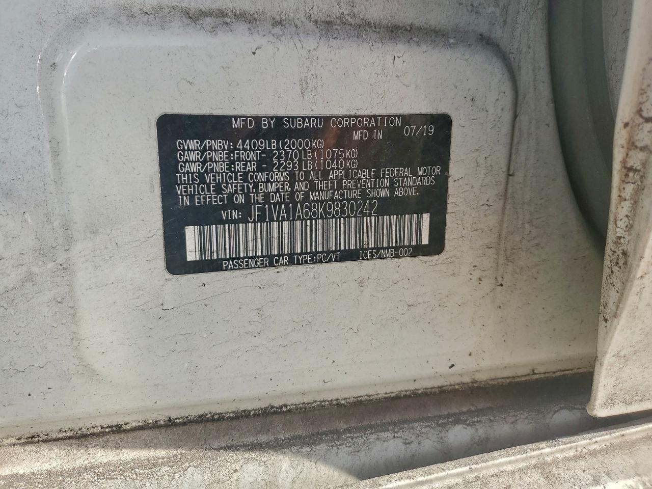 2019 SUBARU WRX photo 12