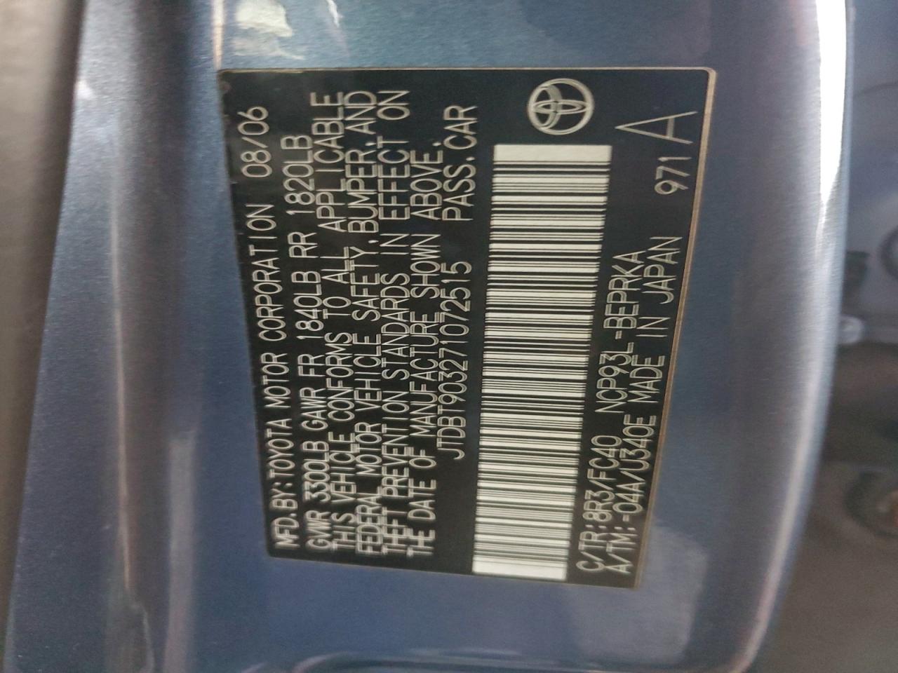 2007 TOYOTA YARIS photo 12