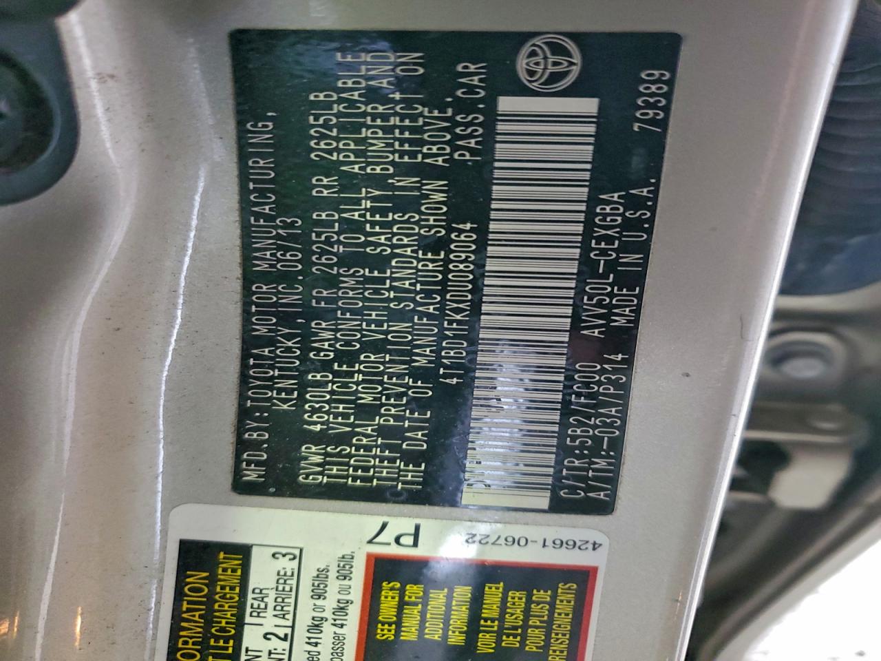 2013 TOYOTA CAMRY HYBRID photo 12