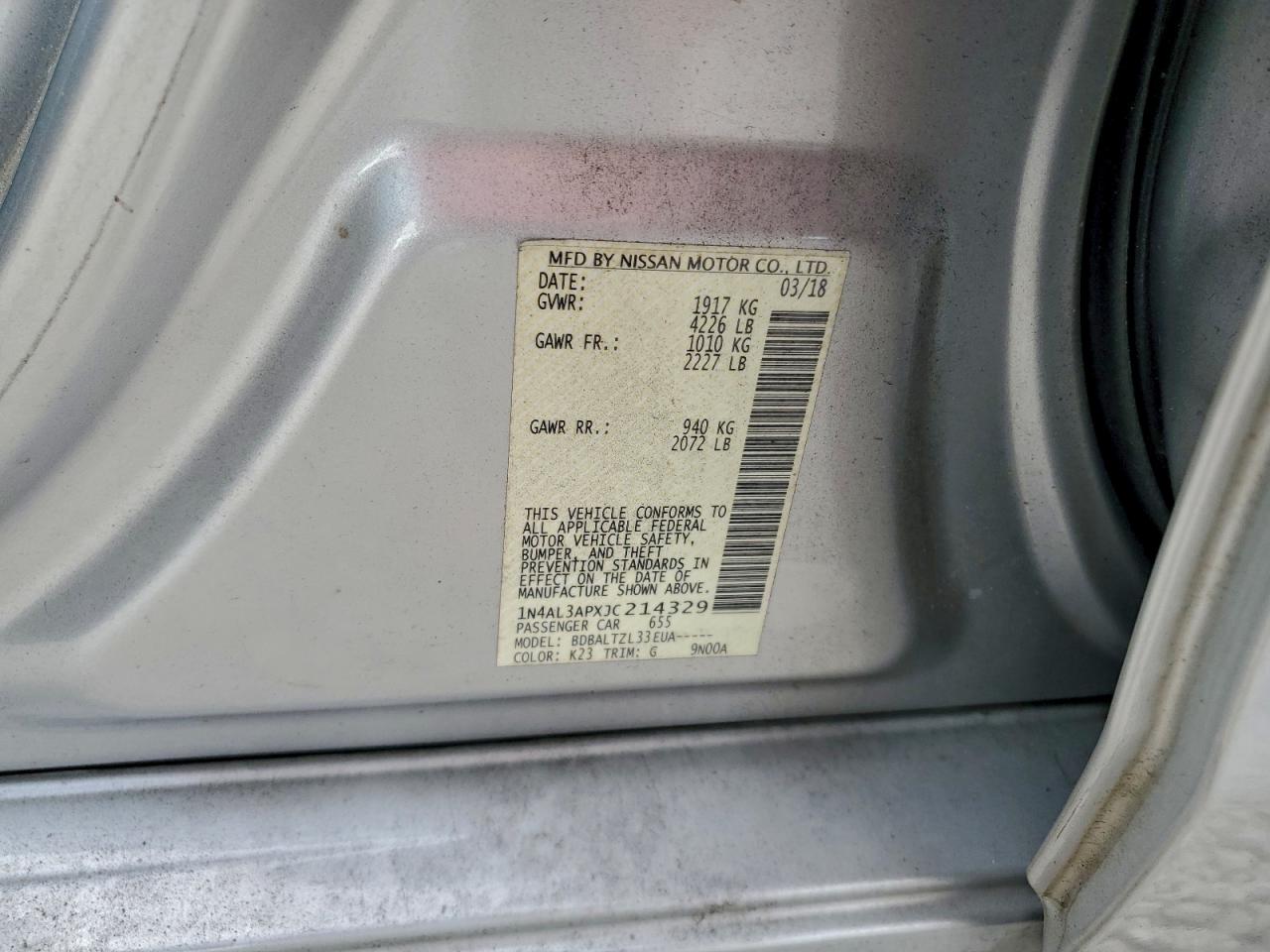 2018 NISSAN ALTIMA 2.5 photo 12