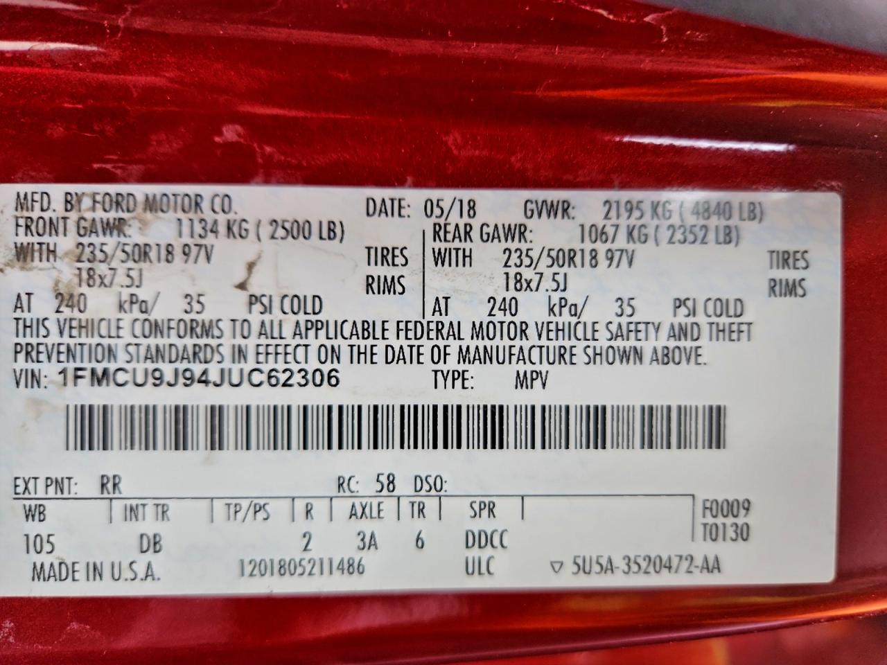 2018 FORD ESCAPE TITANIUM photo 14