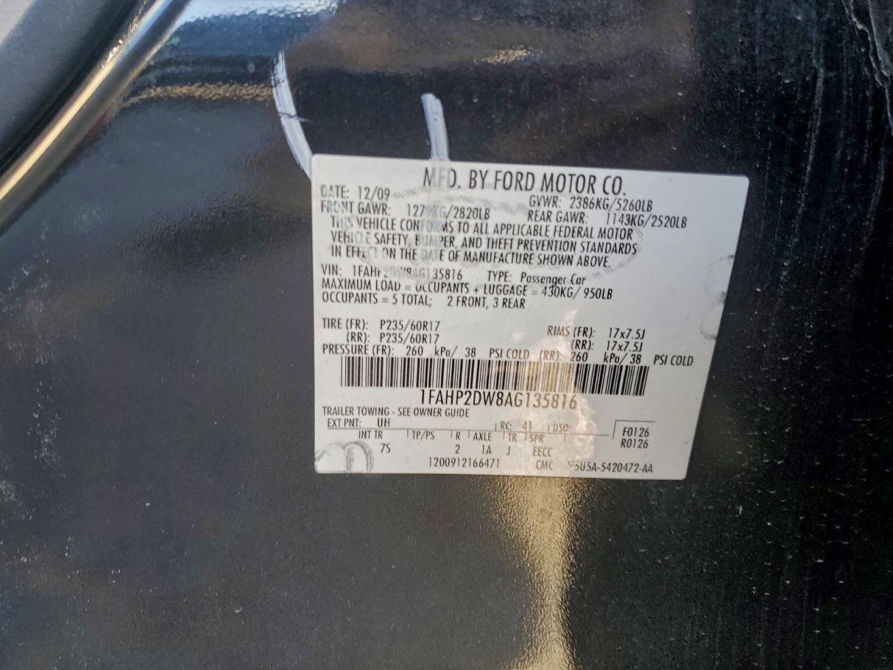 2010 FORD TAURUS SE photo 13