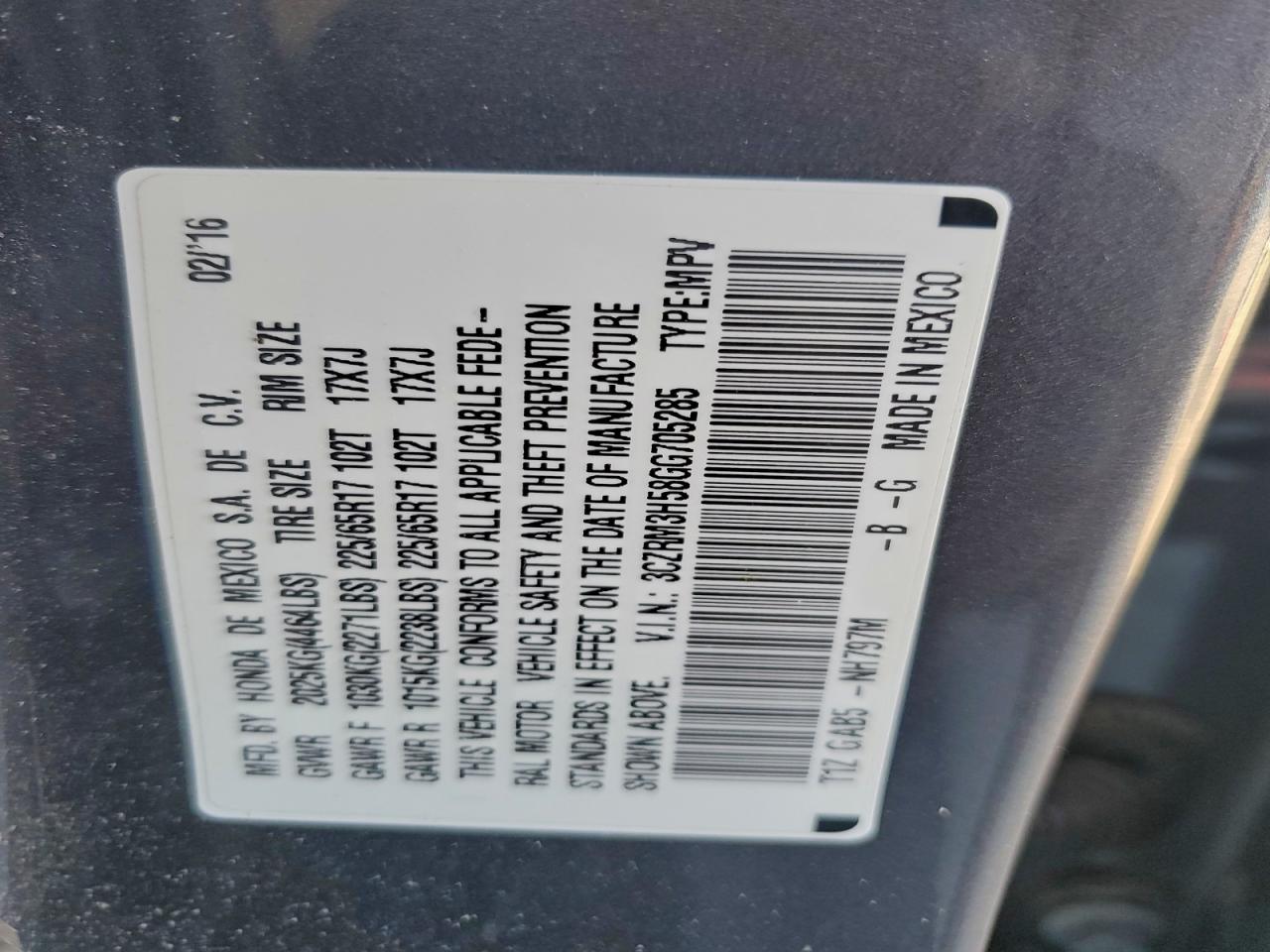 2016 HONDA CR-V EX photo 13
